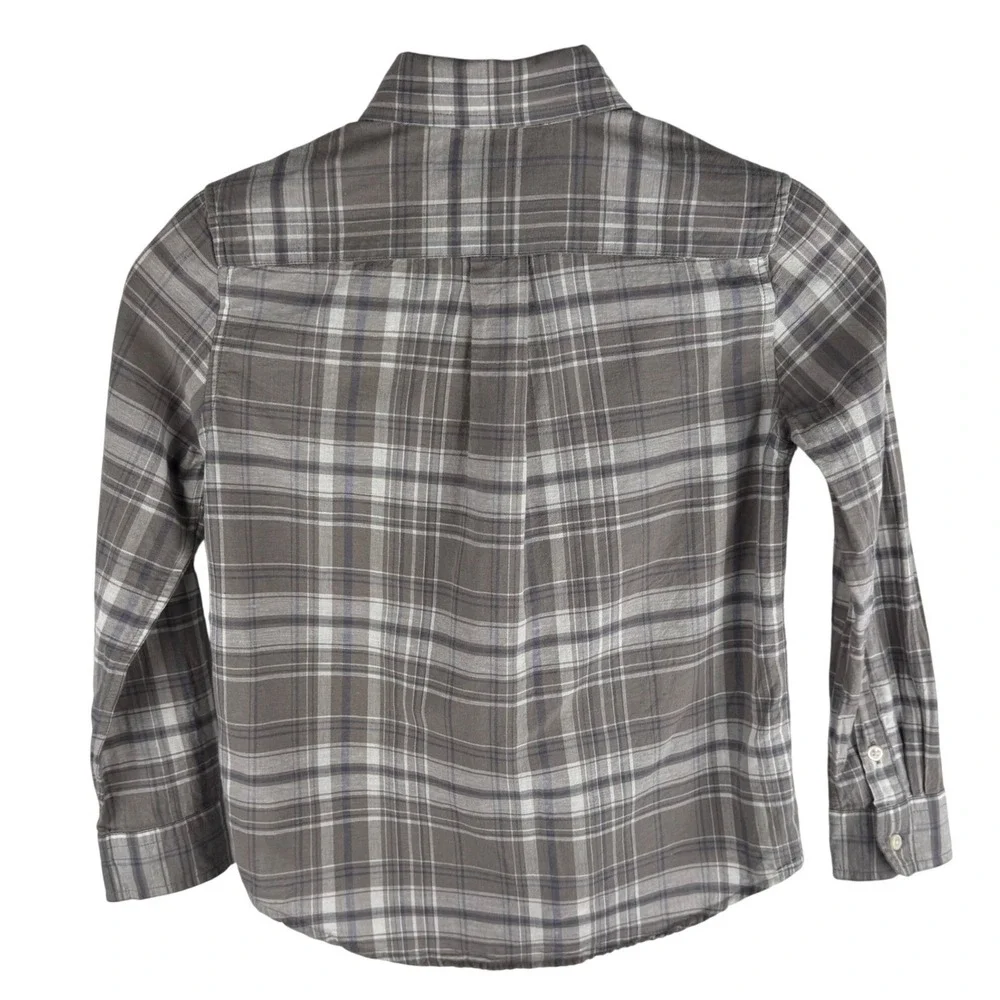 Ralph Lauren Boys Plaid Button Down Shirt‎ Long Sleeve Size 6 Cotton Linen Blend